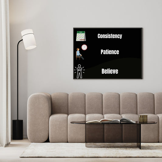 Consistency, Patience, Believe - Minimal motivational digital poster