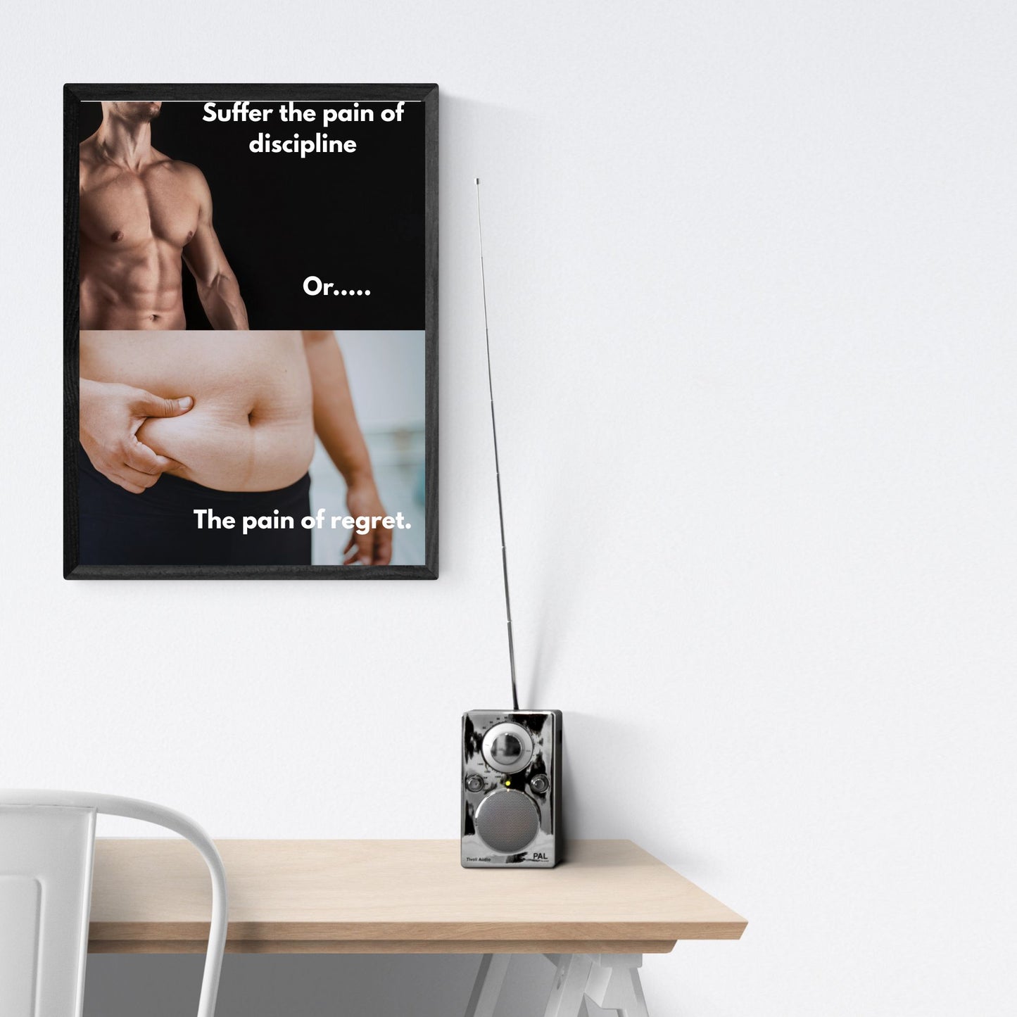 "Suffer the pain of discipline or the Pain of regret - Motivational digital poster