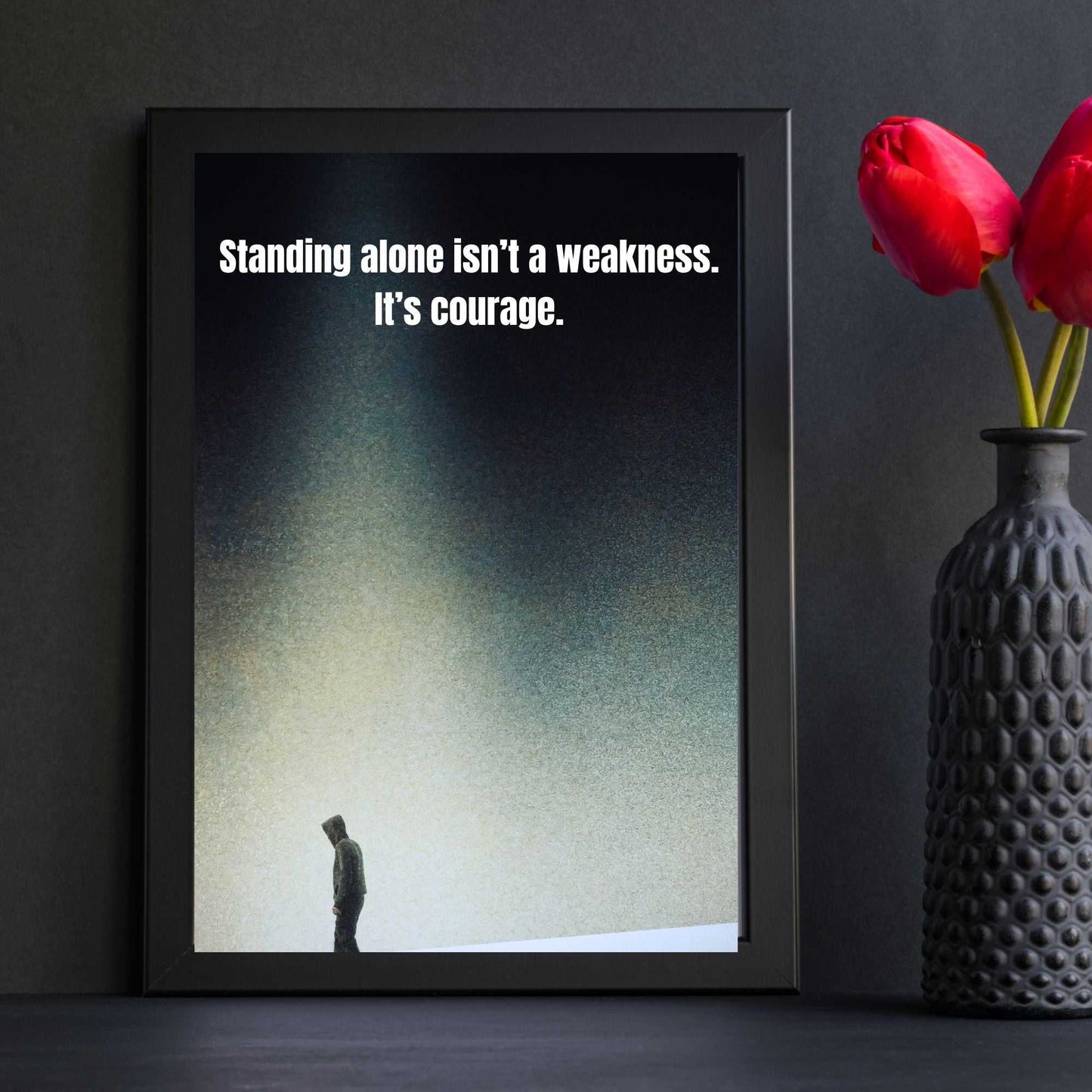 Standing alone isn't weakness - courage motivational poster.